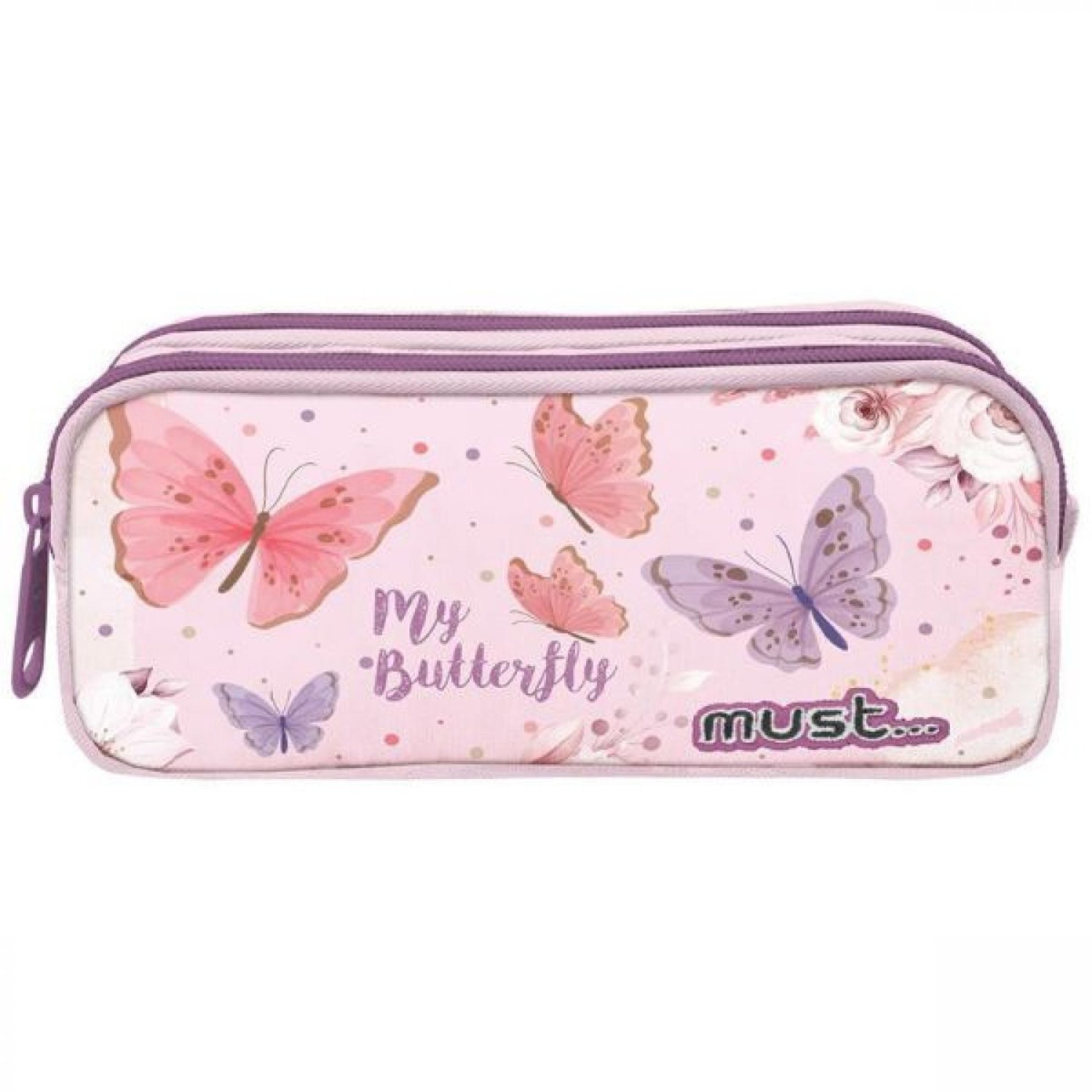 Must My Butterlfly Κασετίνα Βαρελάκι με 2 Θήκες 1τμχ