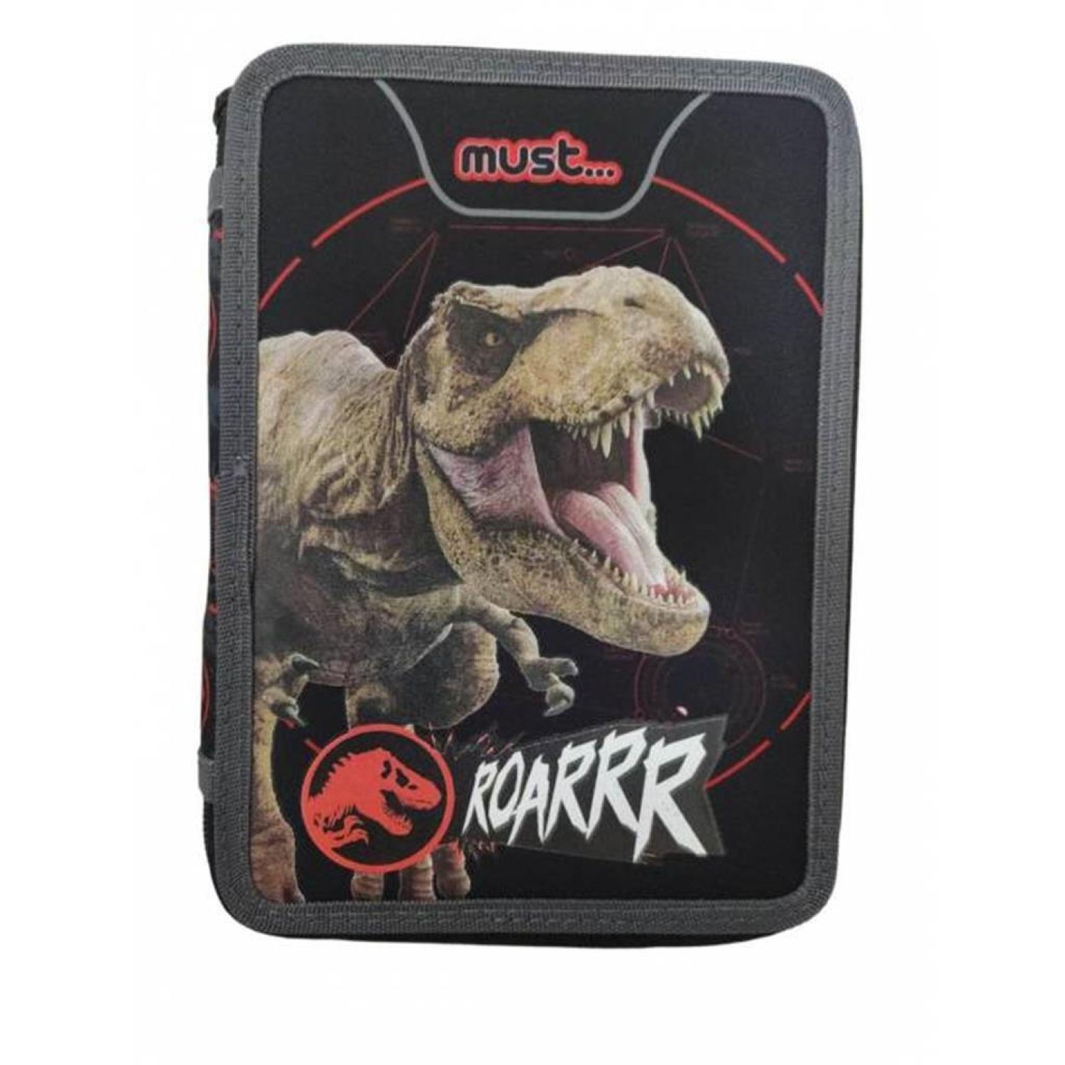 Must Jurassic T-Rex Roarrr Κασετίνα Γεμάτη με 2 Θήκες σε Μαύρο χρώμα