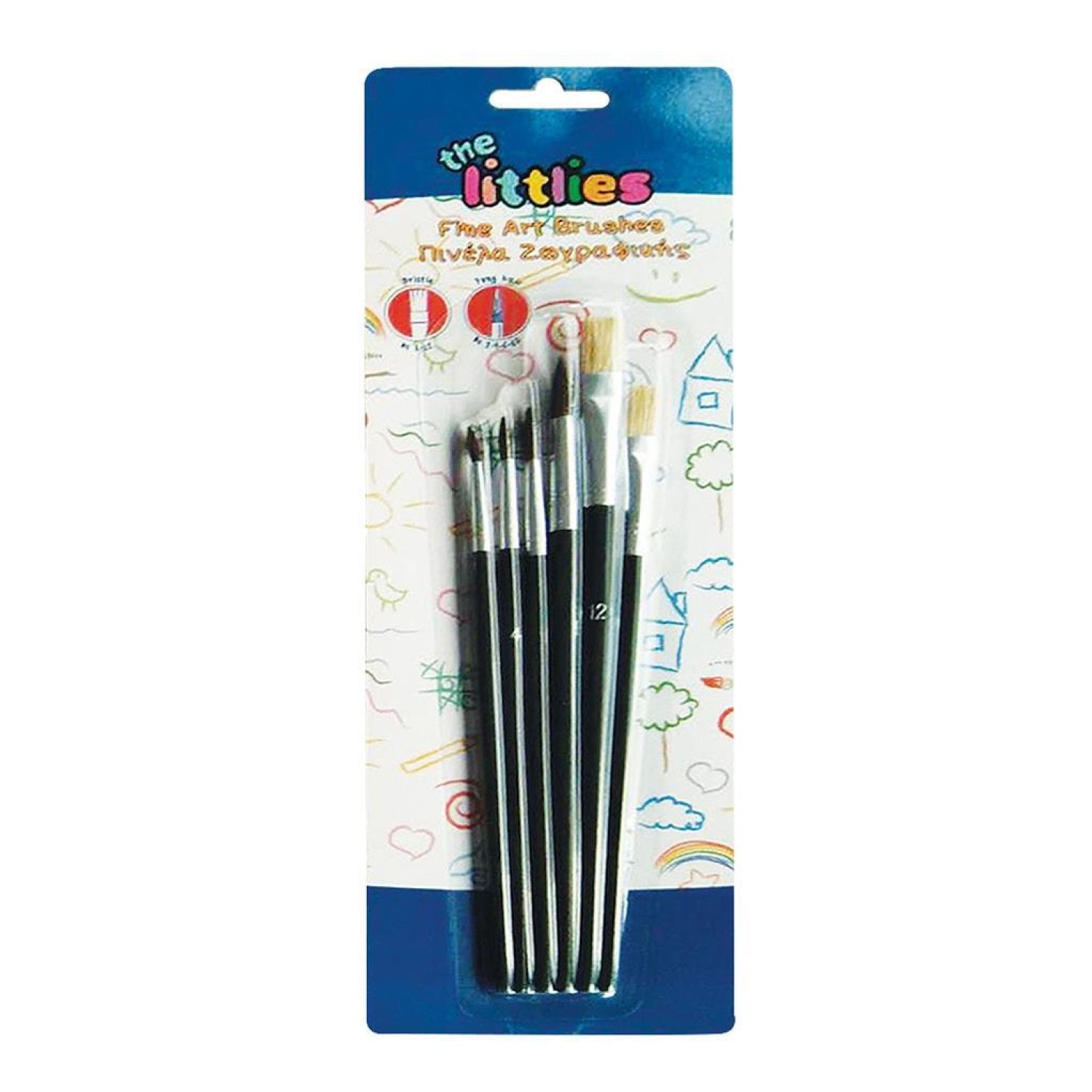 Πινέλα Ζωγραφικής The littlies 6 Τμχ. (Pony Hair No. 2-4-6-10, Bristle No. 8-12)