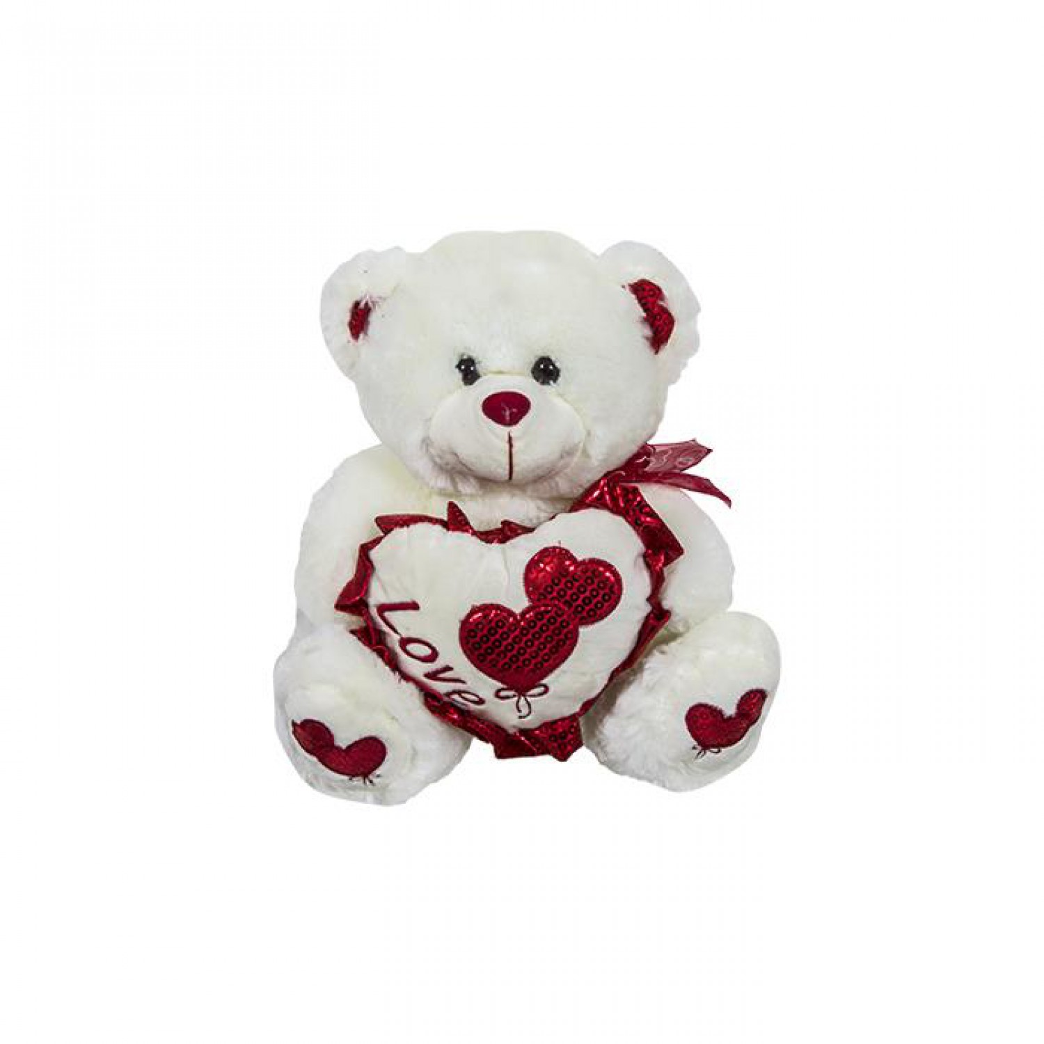 ΑΡΚΟΥΔΑΚΙ ΛΕΥΚΟ ΜΕ ΚΑΡΔΙΑ 30cm