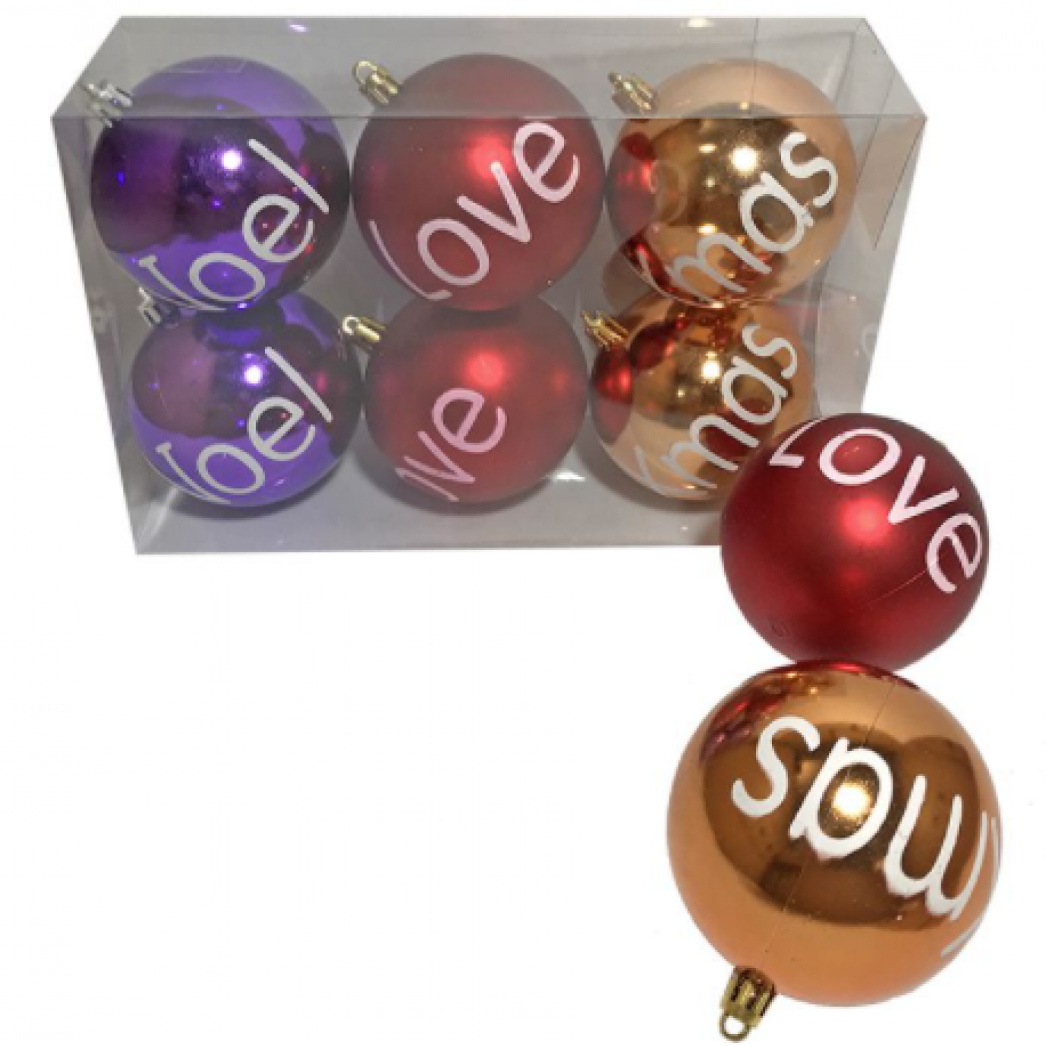 ΜΠΑΛΕΣ ΜΕ ΕΥΧΕΣ ΠΑΚ=6ΤΕΜ Φ8 Φ8cm Xmasfest 1132779