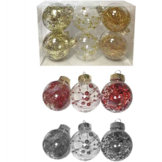 ΜΠΑΛΕΣ ΜΕ ΓΕΜΙΣΗ ΝΤΕΚΟΡ ΠΑΚ=6ΤΕΜ Φ8 Φ8cm Xmasfest 1132544