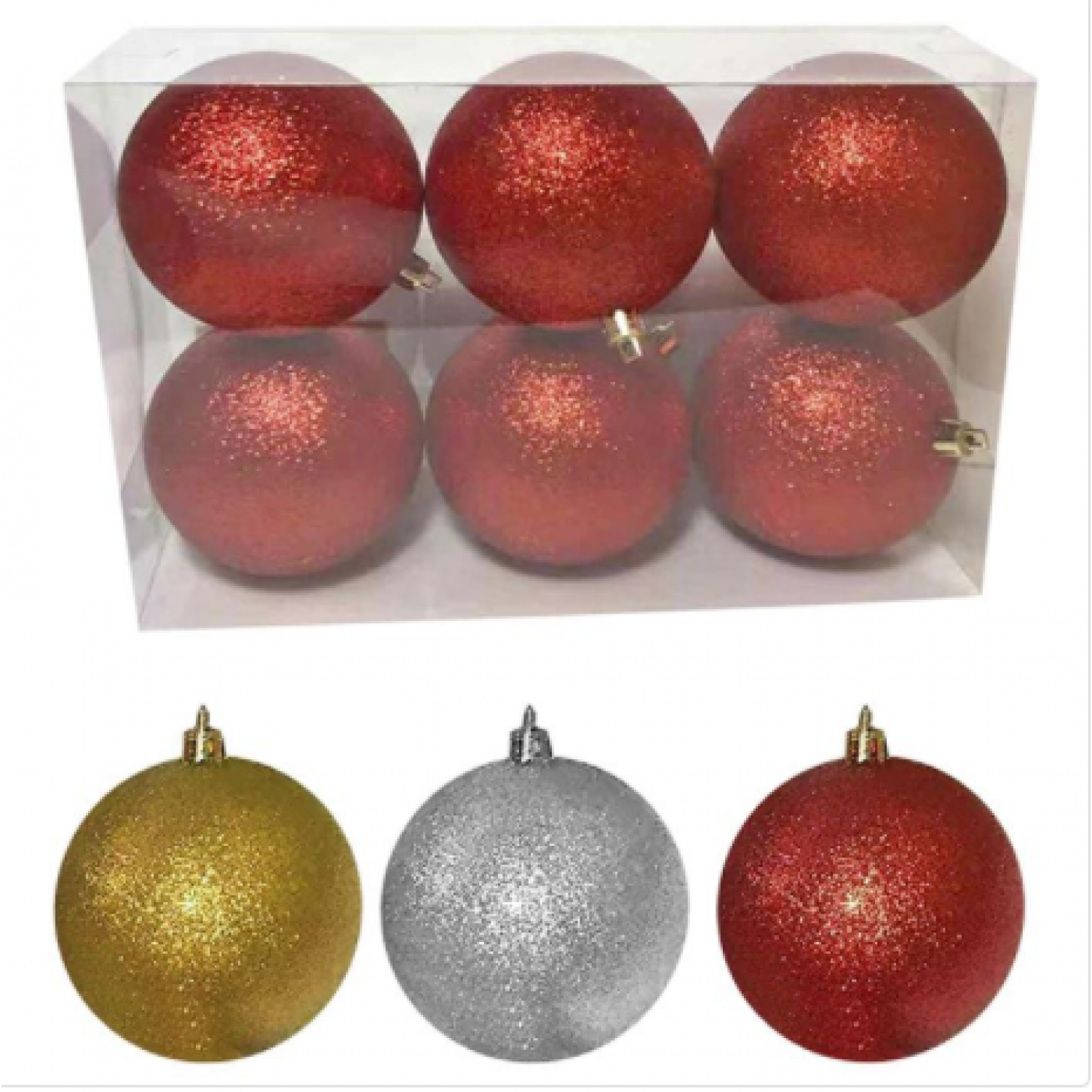 ΜΠΑΛΑ GLITER ΠΑΚ=6ΤΕΜ 10cm Xmasfest 1132101