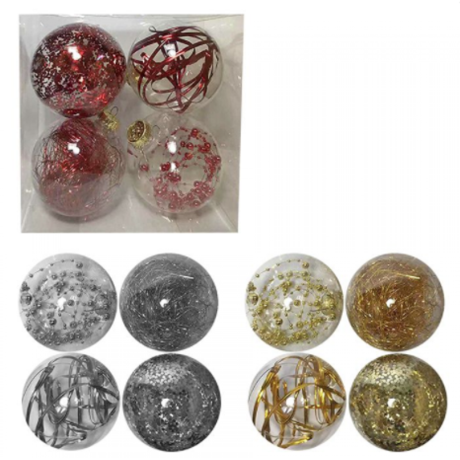 ΜΠΑΛΕΣ ΜΕ ΓΕΜΙΣΗ ΝΤΕΚΟΡ ΠΑΚ=4ΤΕΜ Φ10 Φ10cm Xmasfest 1132545