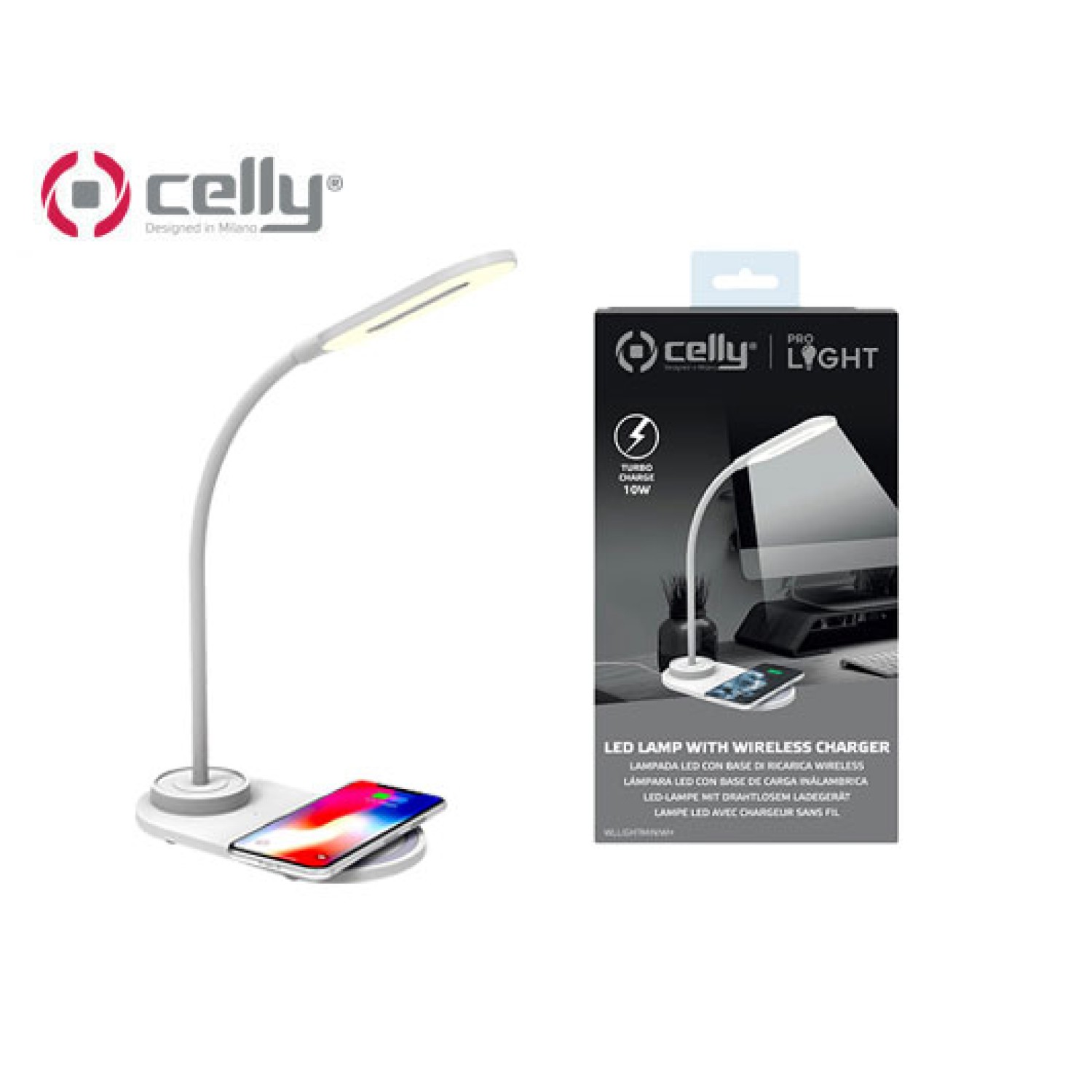 CELLY ΦΩΤΙΣΤΙΚΟ ΓΡΑΦΕΙΟΥ ΜΕ ΑΣΥΡΜΑΤΗ ΦΟΡΤΙΣΗ ΛΕΥΚΟ