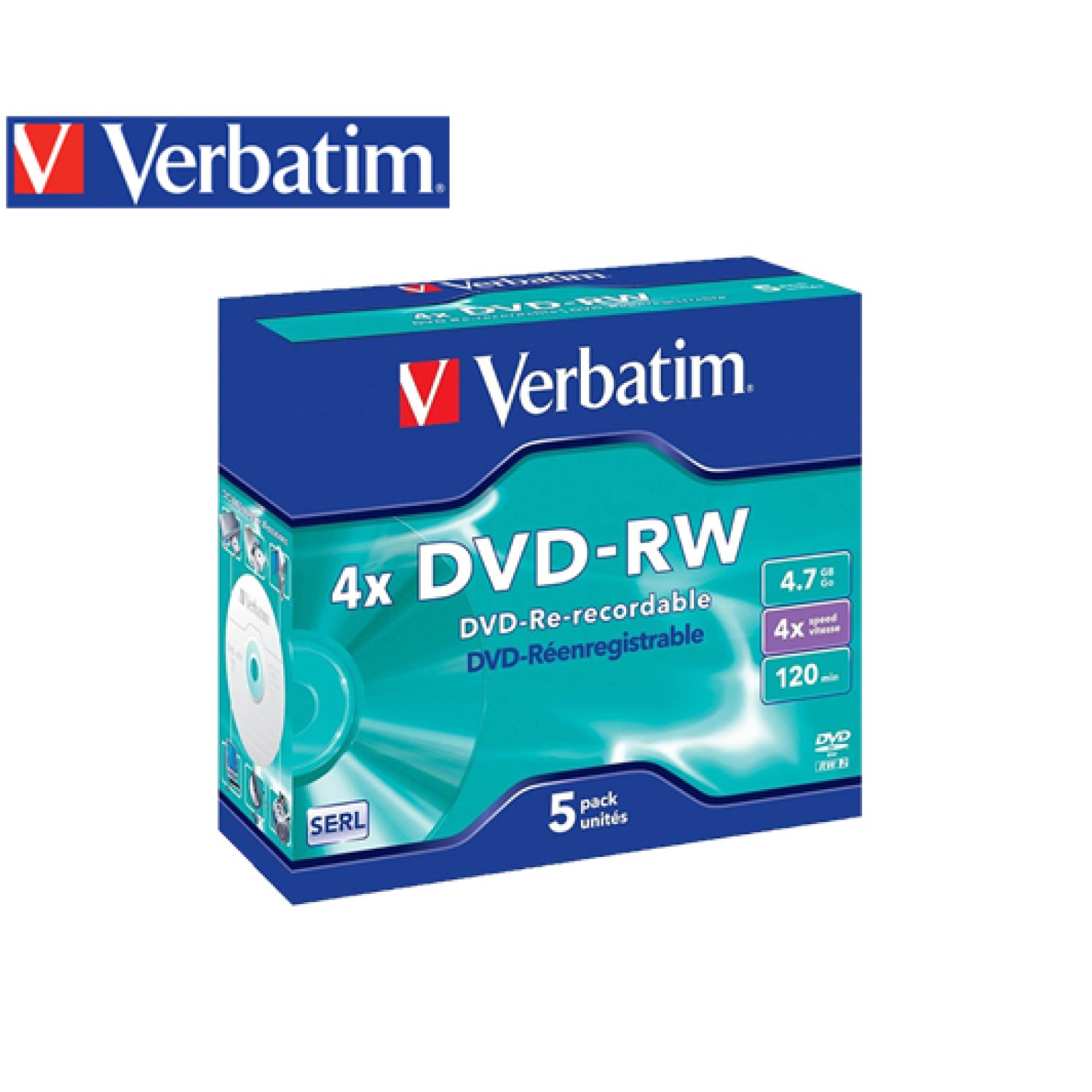 VERBATIM DVD-RW 4.7GB 4X 5Τ. JEWEL 43285