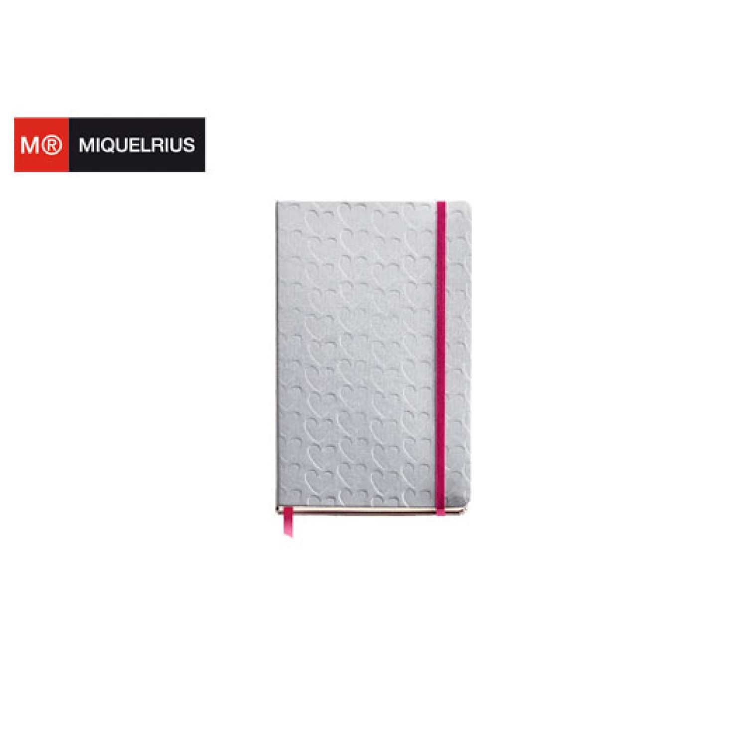 MIQUELRIUS ΣΗΜΕΙΩΜΑΤΑΡΙΟ ΛΑΣΤΙΧΟ 100Φ 13x21cm HEARTS ΑΣΗΜΙ