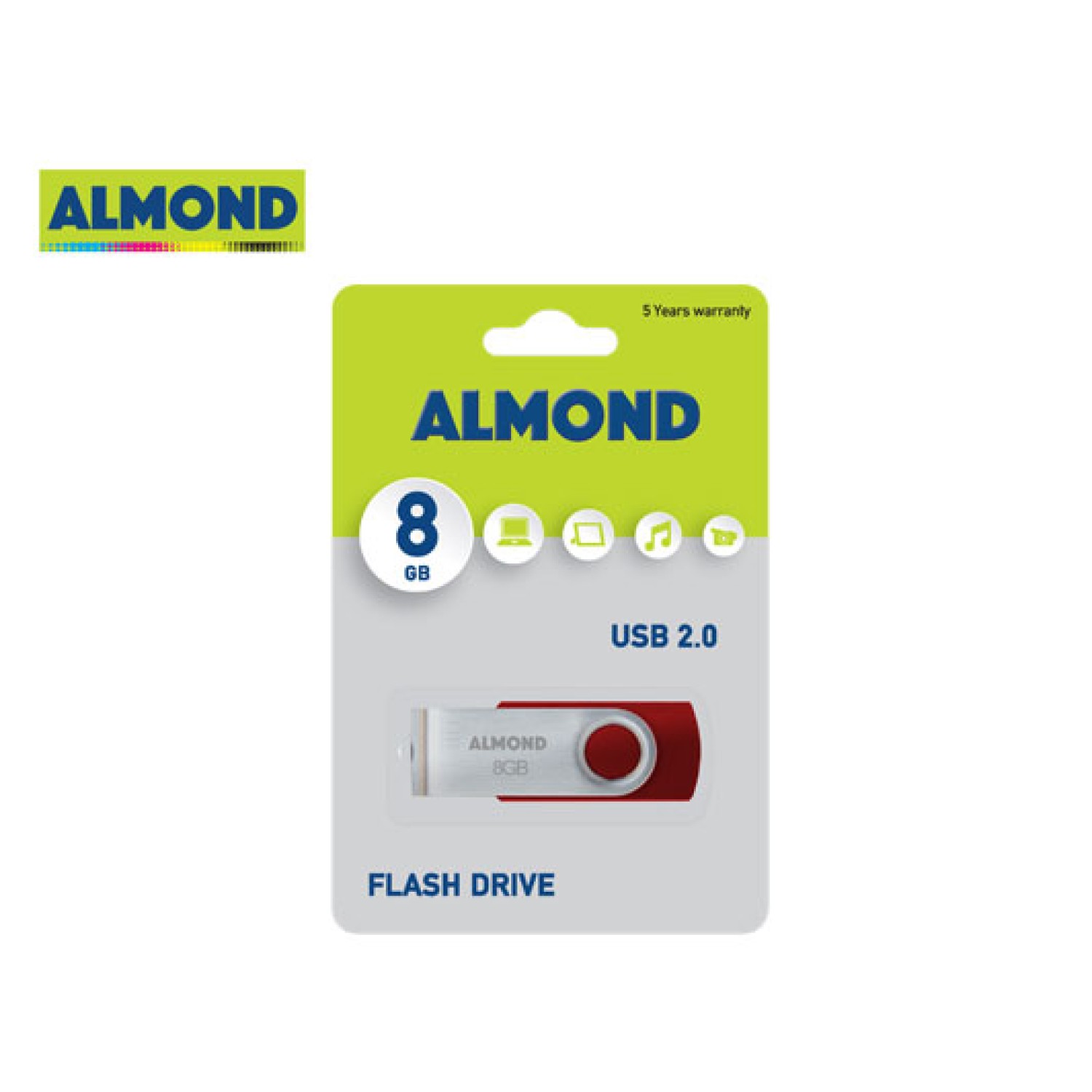 ALMOND FLASH DRIVE USB 8GB TWISTER ΚΟΚΚΙΝΟ