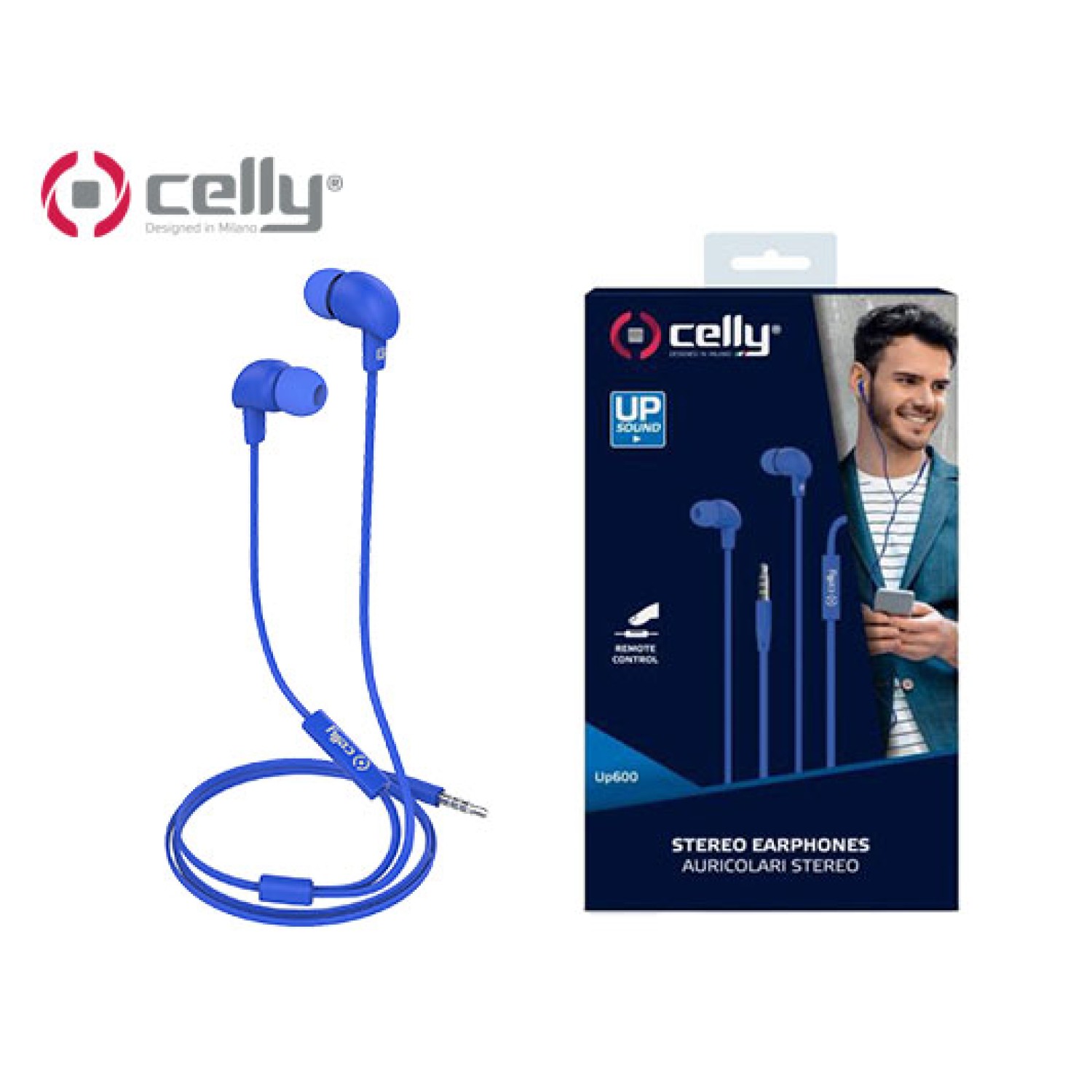 CELLY ΑΚΟΥΣΤΙΚΑ ΜΕ ΜΙΚΡΟΦΩΝΟ FLAT CABLE ΜΠΛΕ