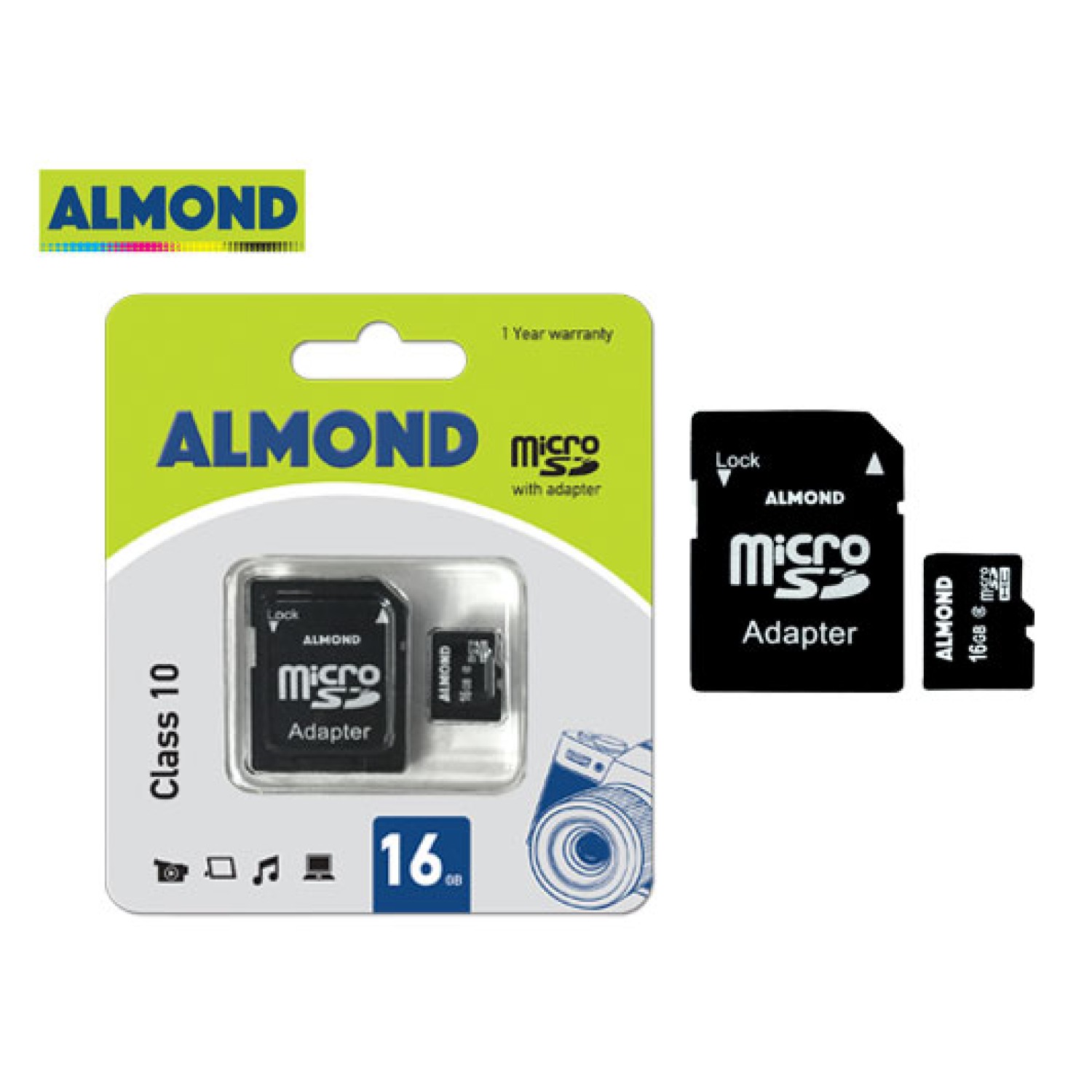ALMOND ΜΝΗΜΗ MICRO SDHC ΜΕ ΑΝΤΑΠΤ. MSD 16 GB CLASS10