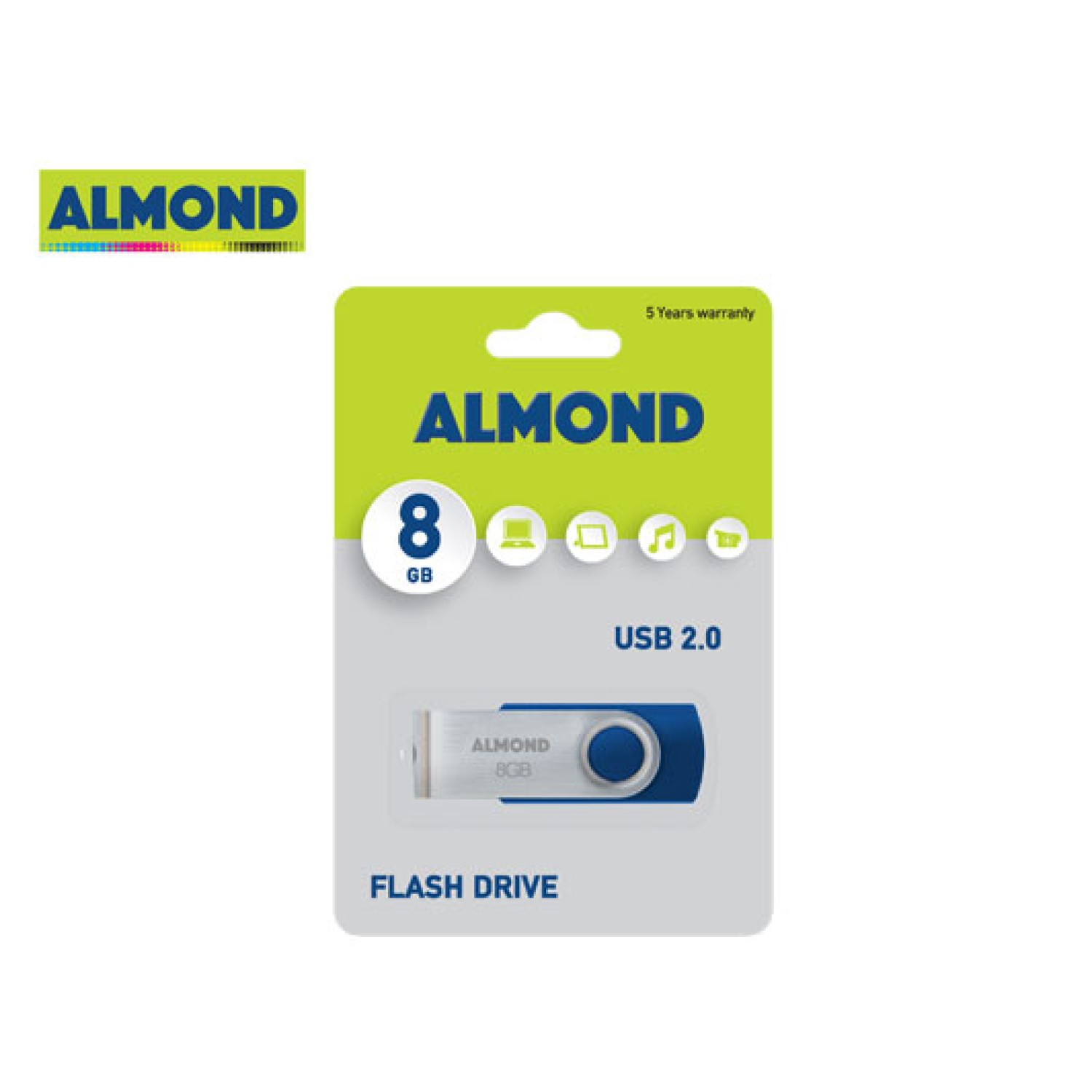 ALMOND FLASH DRIVE USB 8GB TWISTER ΜΠΛΕ