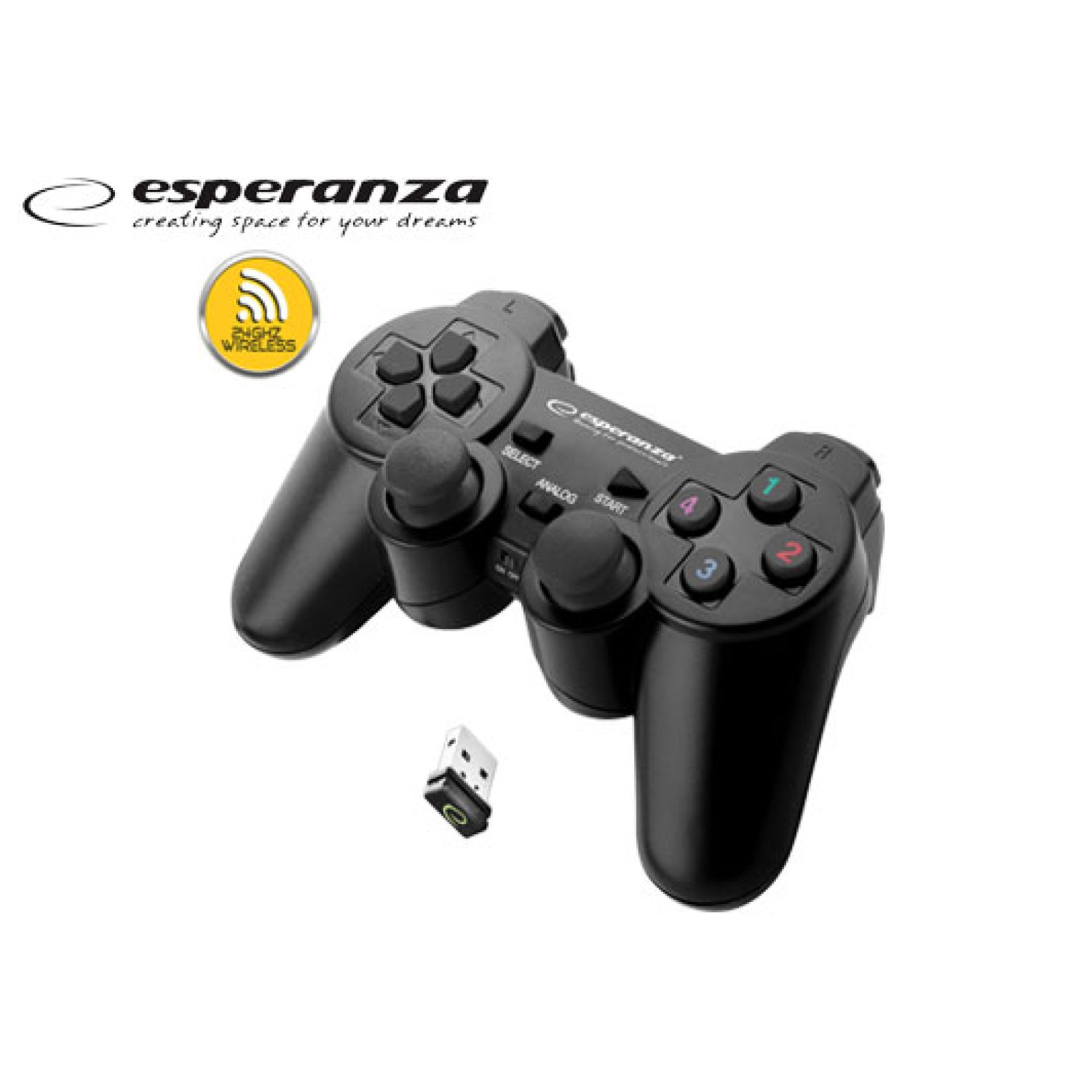 ESPERANZA ΧΕΙΡΙΣΤΗΡΙΟ ΑΣΥΡΜΑΤΟ 2.4GHZ PS3/PC GLADIATOR ΜΑΥΡΗ