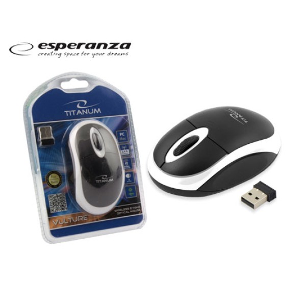 ESPERANZA ΠΟΝΤΙΚΙ ΑΣΥΡΜΑΤΟ USB TITANUM TM-116E ΜΑΥΡΟ/ΓΚΡΙ