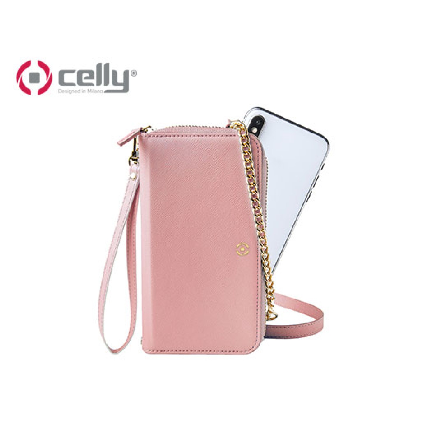 CELLY ΤΣΑΝΤΑΚΙ-ΠΟΡΤΟΦΟΛΙ ΜΕ ΘΕΣΗ ΓΙΑ ΚΙΝΗΤΟ 6,5" ΡΟΖ