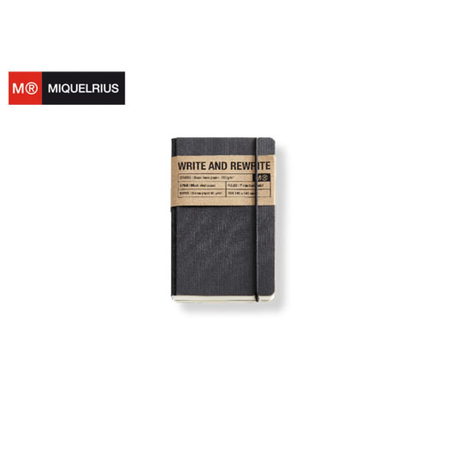 MIQUELRIUS ΣΗΜΕΙΩΜΑΤΑΡΙΟ ΛΑΣΤΙΧΟ 96Φ 9x14cm 100gr JUST BLACK