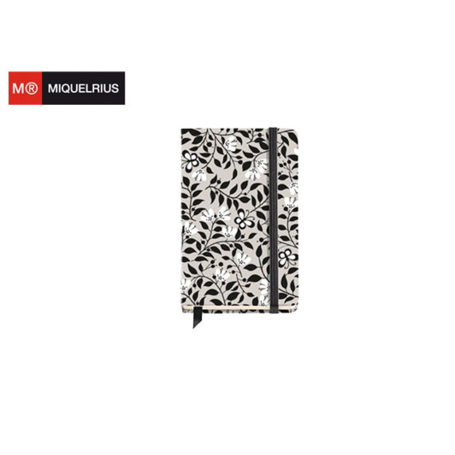 MIQUELRIUS ΜΠΛΟΚ ΒΙΒΛΙΟΔΕΤΗΜΕΝΟ ΜΕ ΛΑΣΤΙΧΟ 100Φ 9x14cm 100gr FLORAL ALWAYS BLACK