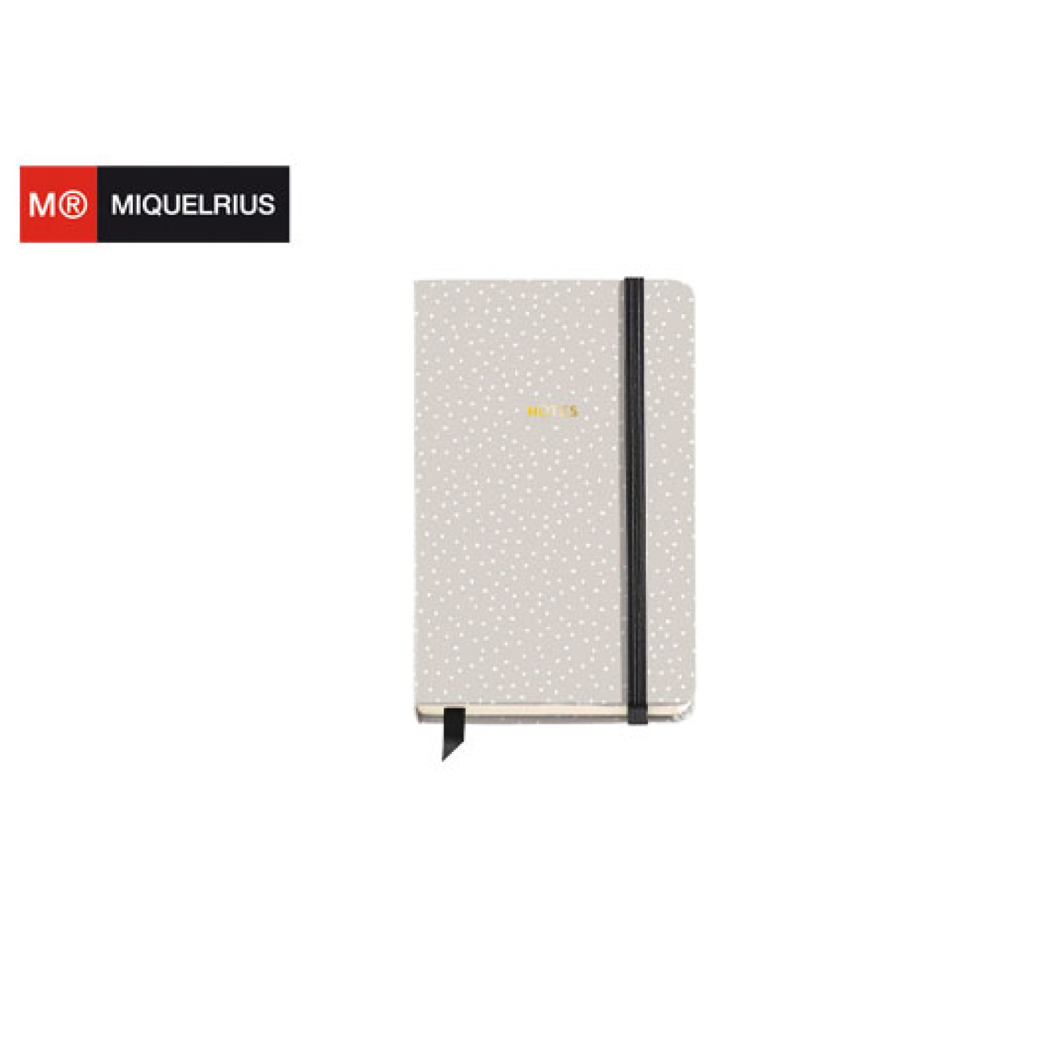 MIQUELRIUS ΜΠΛΟΚ ΒΙΒΛΙΟΔΕΤΗΜΕΝΟ ΜΕ ΛΑΣΤΙΧΟ 100Φ 9x14cm 100gr SPOTS ALWAYS BLACK