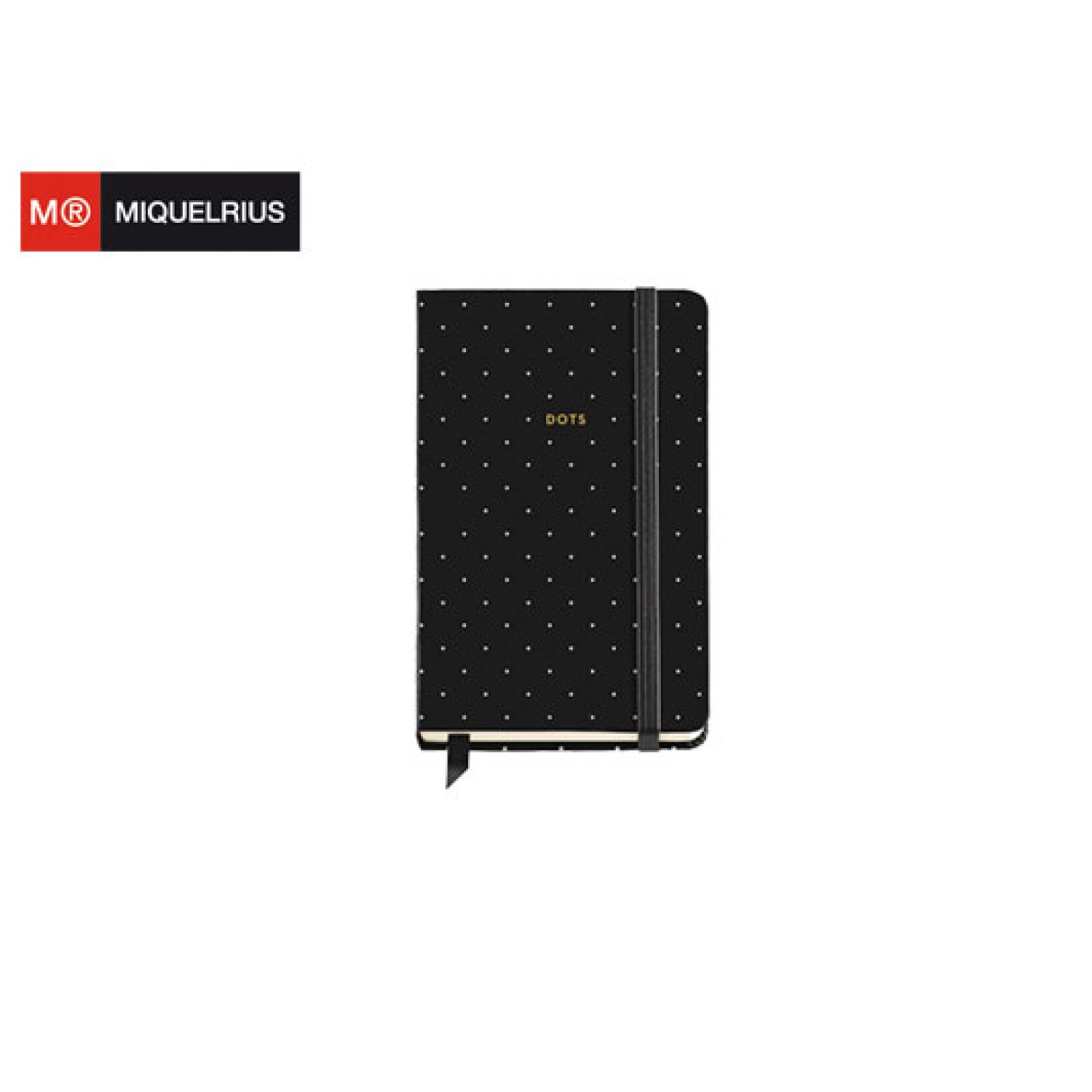 MIQUELRIUS ΜΠΛΟΚ ΒΙΒΛΙΟΔΕΤΗΜΕΝΟ ΜΕ ΛΑΣΤΙΧΟ 100Φ 9x14cm 100gr DOTS ALWAYS BLACK