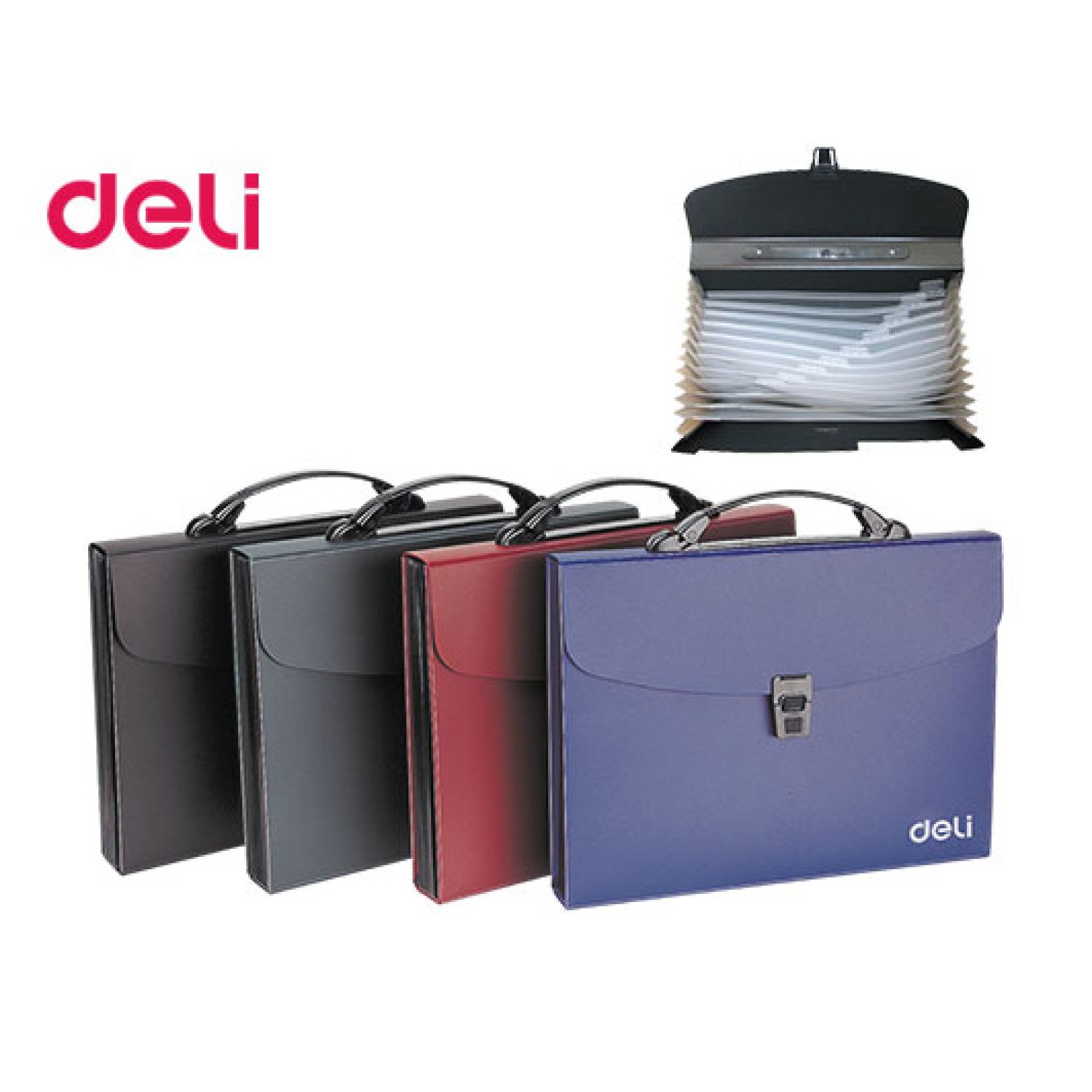 DELI ΤΣΑΝΤΑ ΠΛΑΣΤΙΚΗ Α4 12 ΘΕΣΕΩΝ ΧΕΡΟΥΛΙ 4 ΧΡΩΜΑΤΑ ΑΣΣΟΡΤΙ