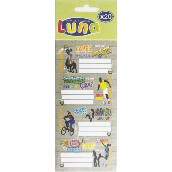 Ετικέτες Αυτοκόλλητες Luna 20 Τμχ. σε 5 Σχέδια 
