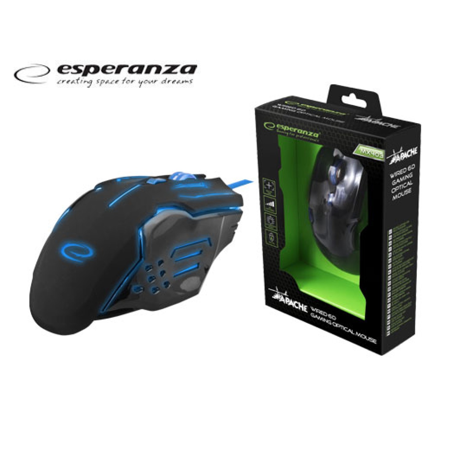 ESPERANZA GAMING ΠΟΝΤΙΚΙ USB APACHE ΜΠΛΕ