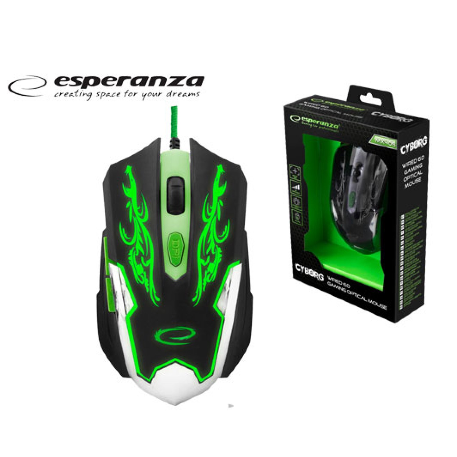 ESPERANZA GAMING ΠΟΝΤΙΚΙ USB CYBORG EGM-405 ΠΡΑΣΙΝΟ