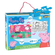 Παζλ Χρωματισμού δαπεδου Peppa Pig 2 Όψεων Luna Toys, 48 Τμχ., 90x60 εκ.