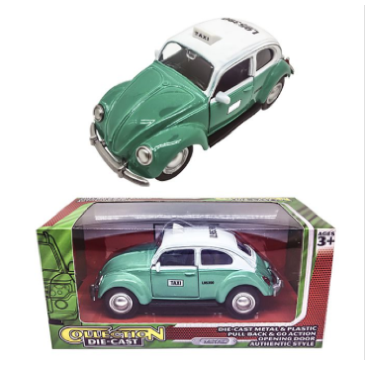 ΣΚΑΡΑΒΑΙΟΣ ΤΑΞΙ 11.5cm ΜΕΤΑΛΛΙΚΟ PULL BACK ΣΕ ΚΟΥΤΑΚΙ 15cm ToyMarkt 901929