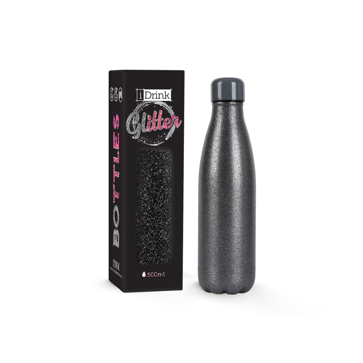 ΠΑΓΟΥΡΙ i DRINK ID0029 THERM BOTTLE 500ml GLITTER BLACK