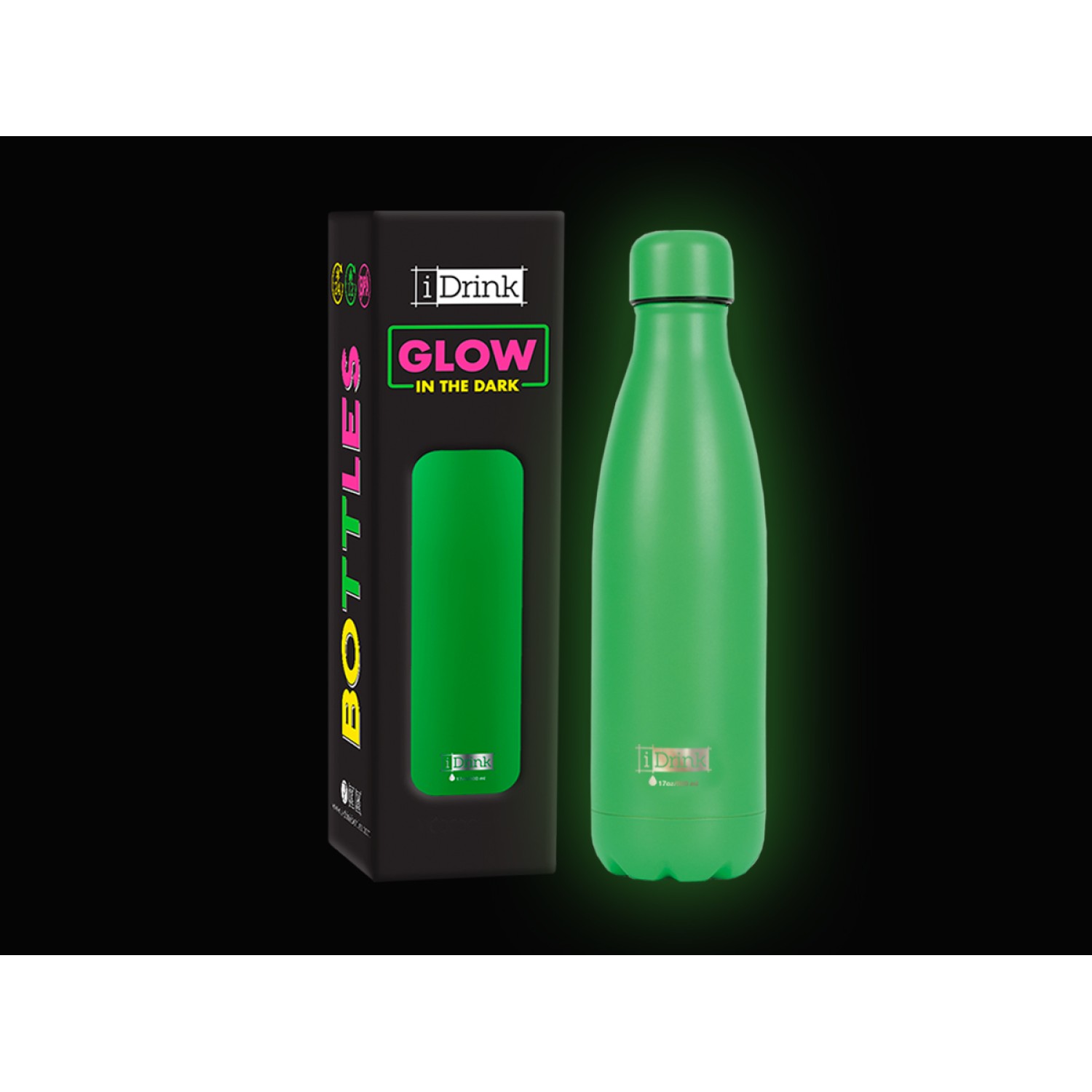 ΠΑΓΟΥΡΙ i DRINK ID0041 THERM BOTTLE 500ml GLOW IN THE DARK GREEN