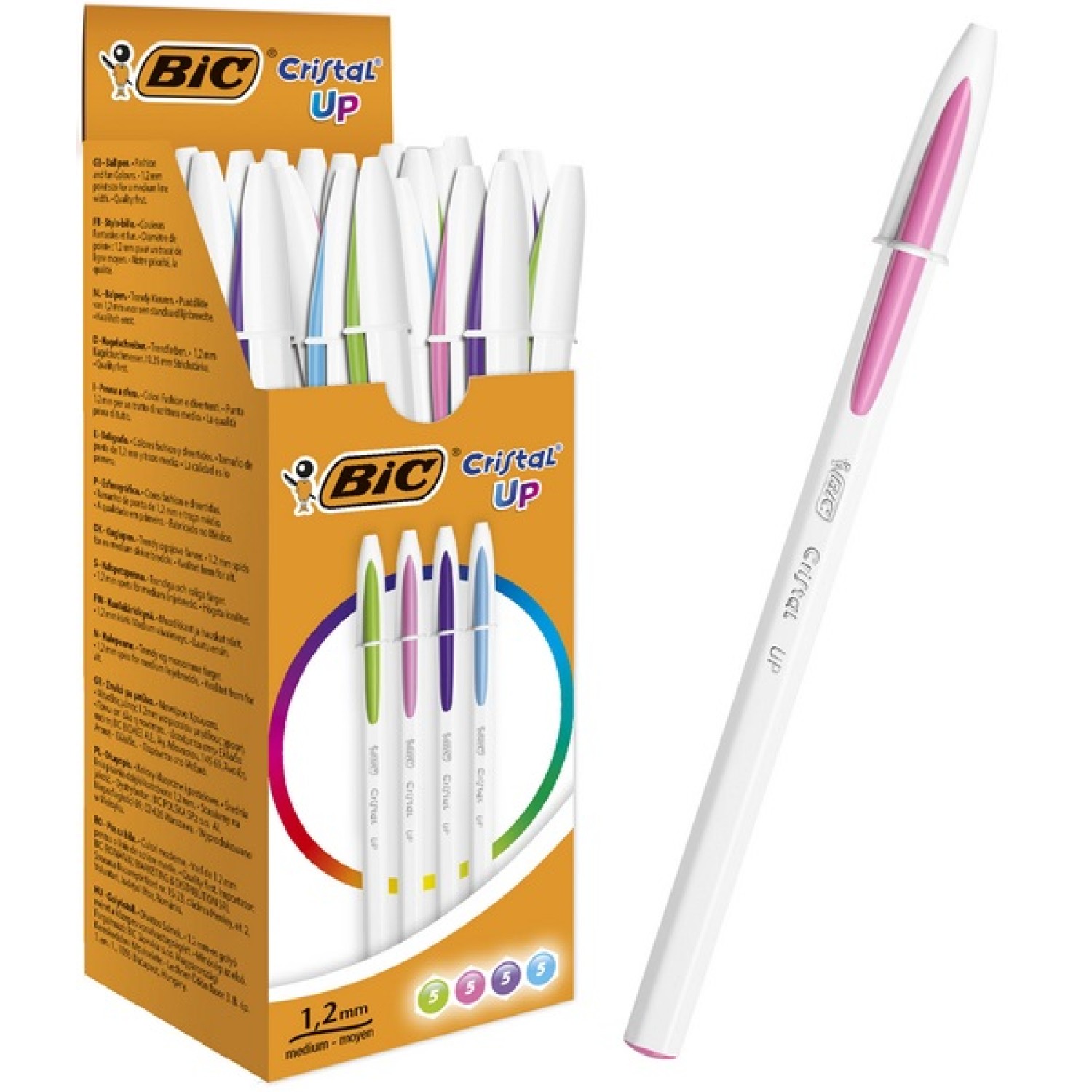 ΣΤΥΛΟ BIC CRISTAL UP FUN COLORS 1,2mm(ΜΩΒ-ΡΟΖ-ΣΙΕΛ-ΠΡΑΣΙΝΟ)