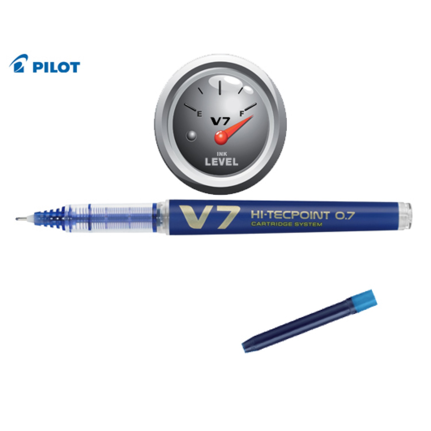 PILOT ΣΤΥΛΟ ΥΓΡΗΣ ΜΕΛΑΝΗΣ ΜΕ ΑΜΠΟΥΛΑ HI-TECPOINT V7 0.7mm ΜΠΛΕ