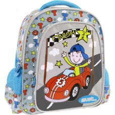 Must Racing Car Σχολική Τσάντα Πλάτης Νηπιαγωγείου σε Γκρι χρώμα Μ27 x Π10 x Υ31cm