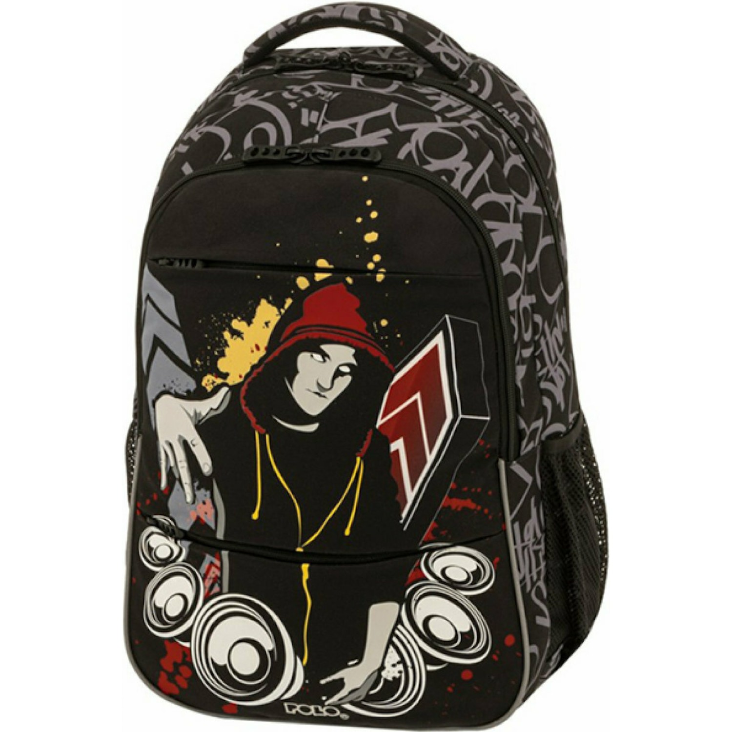 Polo Printom Σχολική Τσάντα Πλάτης Γυμνασίου - Λυκείου Πολύχρωμο 