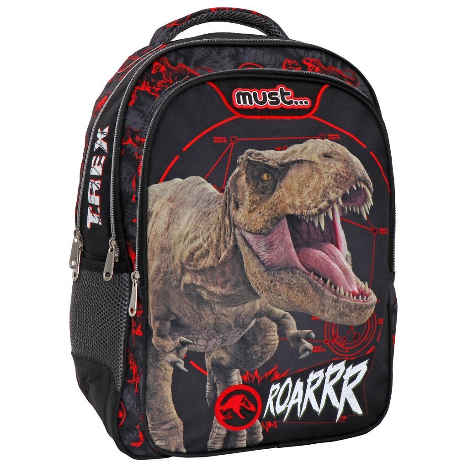 Σχολική Τσάντα Πλάτης Δημοτικού Jurassic T-Rex Roarrr Must 3 Θήκες