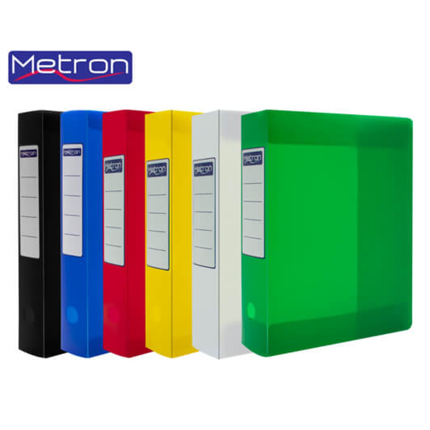 METRON ΚΟΥΤΙ ΠΛΑΣΤΙΚΟ A4 ΡΑΧΗ 8cm ΜΕ ΚΟΥΜΠΙ ΔΙΑΦΟΡΑ ΧΡΩΜΑΤΑ