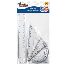 Γεωμετρικό Σετ The littlies 4 Τμχ. (χάρακας 20 εκ., 2 τρίγωνα, μοιρογνωμόνιο)