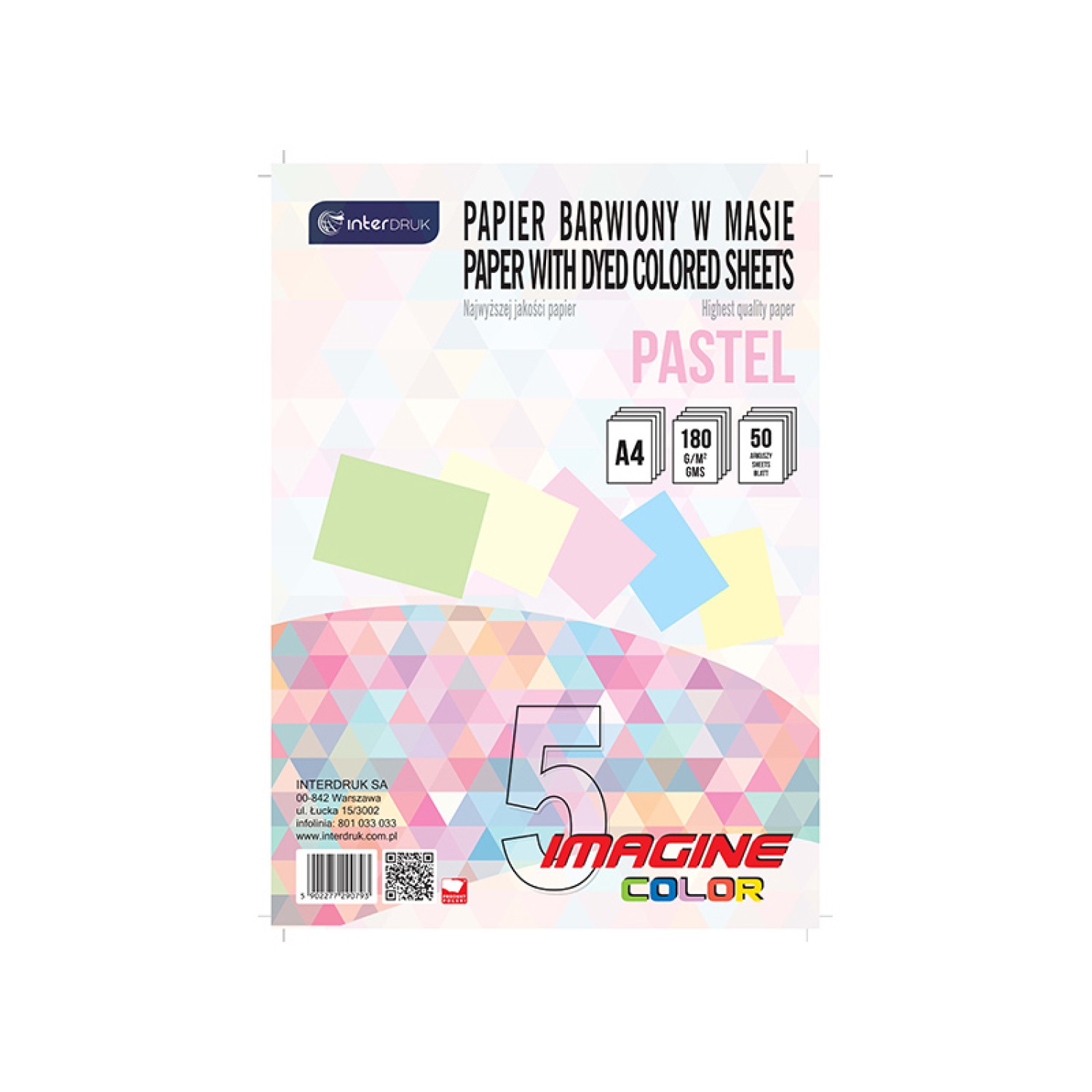 ΧΑΡΤΙ INTERDRUK Α4 180 gr ΠΑΣΤΕΛ ΧΡΩΜΑΤΑ (5ΧΡΩΜ.Χ 10φ)